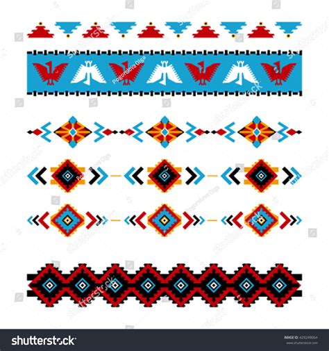 Vector Set Decorative Ethnic Borders American Image Vectorielle De