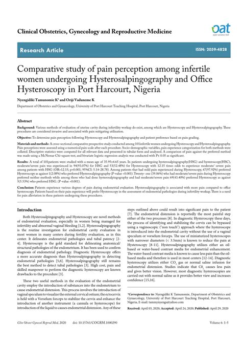 (PDF) Comparative study of pain perception among infertile women ...