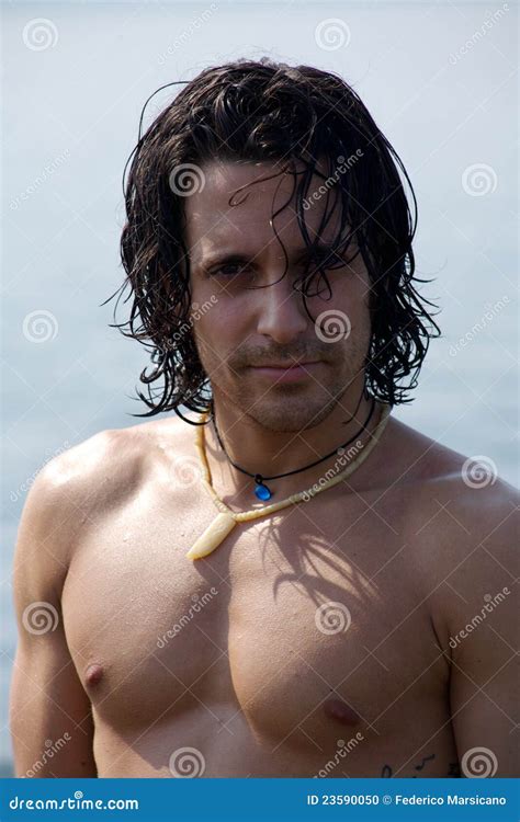 Naked Male Model On The Beach Stock Photo Image Of Building Beach