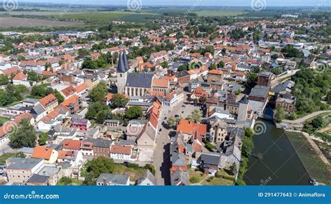 panorama   town calbe  germany stock image image  church