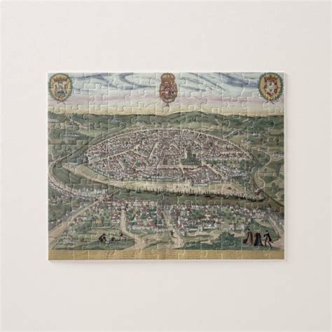 A Jigsaw Puzzle With An Image Of A City In The Middle Of It