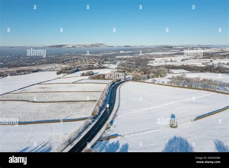 Aerial drone photo of the town of Mereclough in the town of Burnley in