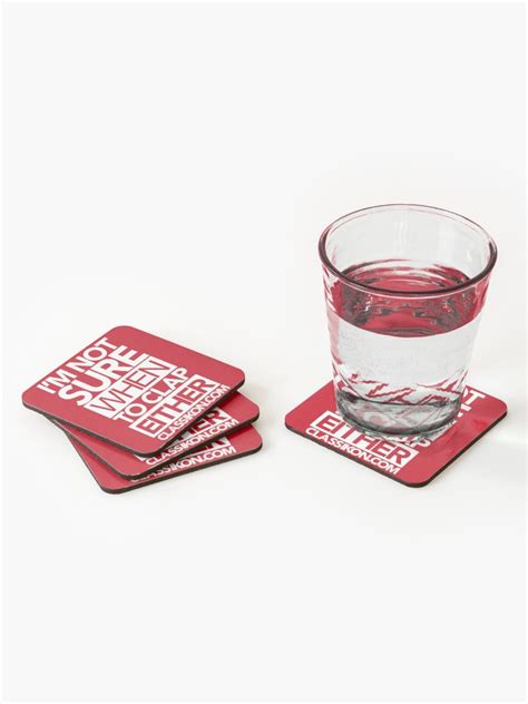 Set Of 4 Coasters Red Classikon