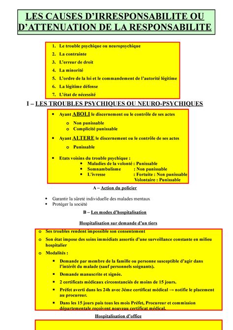 Réusmé 2 droit pénal LES CAUSES DIRRESPONSABILITE OU DATTENUATION