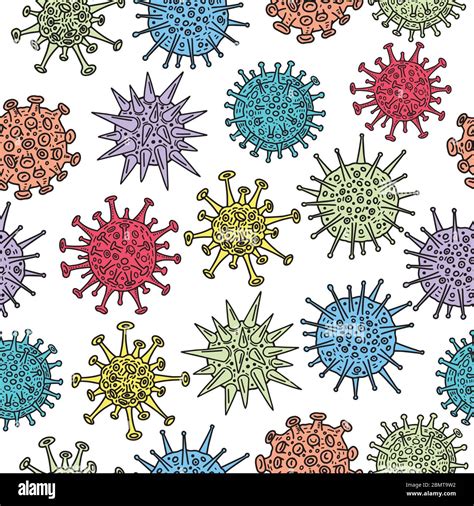 Different Kinds Of Virus Sketch Collection Hand Drawn Illustration Of