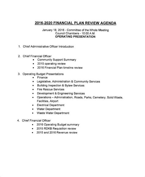 Financial Meeting Agenda Template