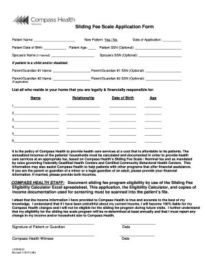 Fillable Online Sliding Fee Scale Application Form Fax Email Print