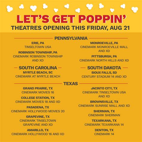 Cinemark Theatres on Twitter: "Theatres opening Friday, August 21 😎 (A thread 👇)" / Twitter