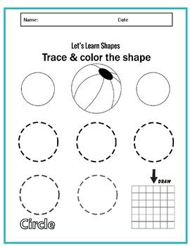 Preschool Learn Shapes Worksheet Fine Motor Pre Writing Practice By MJ MAY