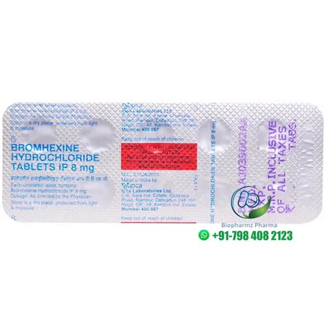 Bromhexine Hydrochloride 8mg Tablet At Rs 20 Stripe Bromhexine