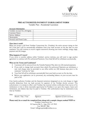 Veridian Pre Authorized Payment Form Fill And Sign Printable Template