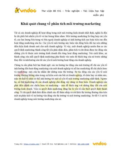 Khái quát chung về phân tích môi trường marketing pdf Cao học Sau