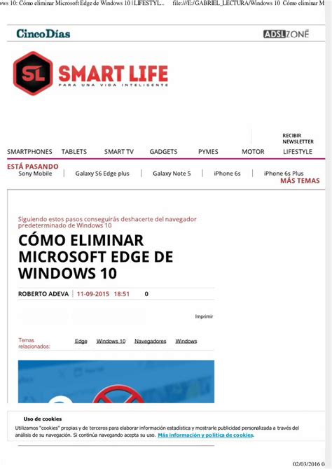 Windows 10 Cómo Eliminar Microsoft Edge De Windows 10 Lifestyle Cinco Días Download Pdf