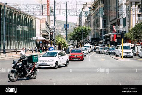 Cape Town South Africa February Busy Street With Traffic In