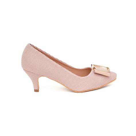 Buy Sherrif Shoes Womens Nude Kitten Heel Pumps Online