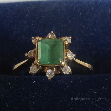 Antiques Atlas Vintage Antique Emerald And Diamond 18ct Gold Ring