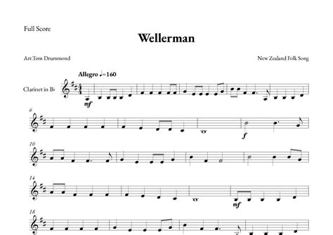 Wellerman Arr Tom Drummond Partitions New Zealand Folk Song