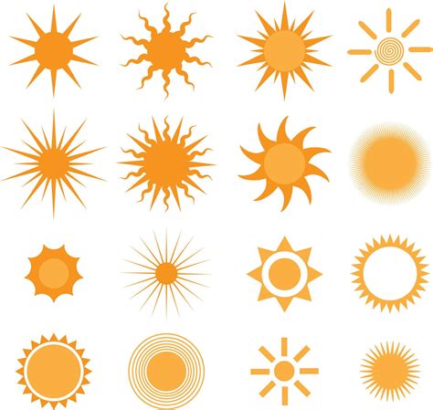 Vector Sun Collection Set Of 16 Sun Icons 7852162 Vector Art At Vecteezy