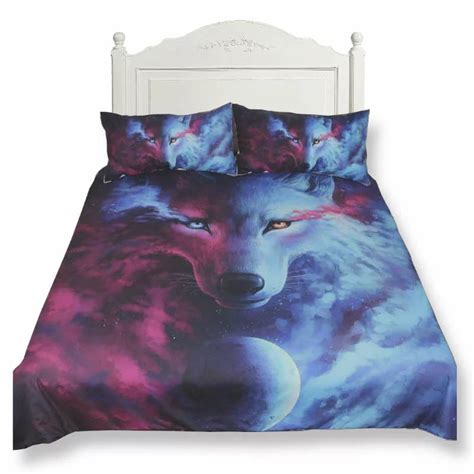 Wolf Bed Setgalaxy Wolves Lair In 2021 Dark Bedding Light In The