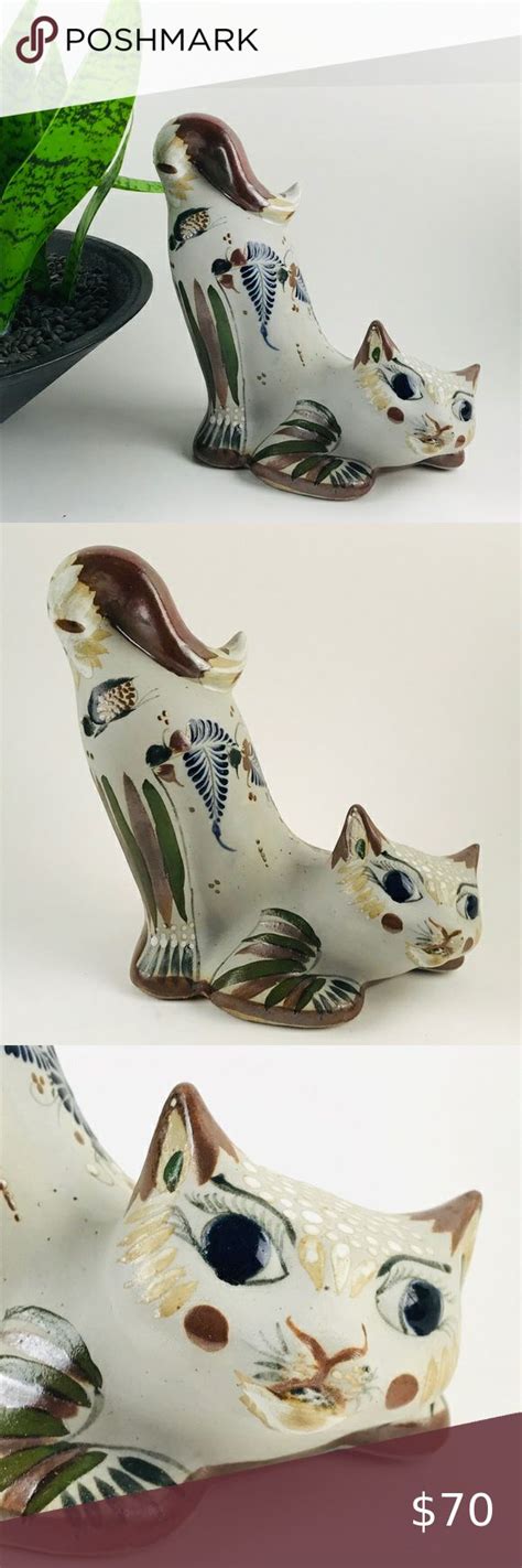 Tonala Pottery Cat Artist Signed Made Mexico Up Tonala Cats