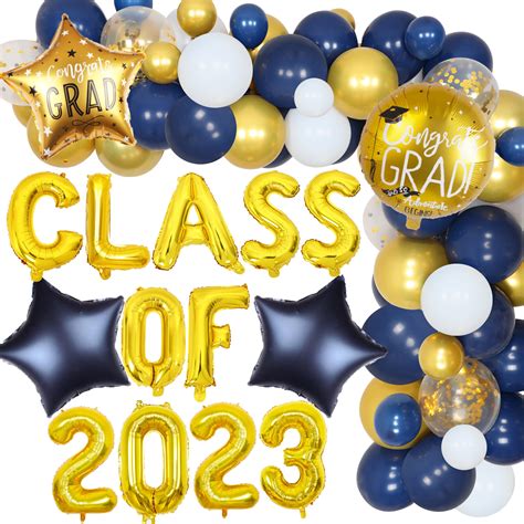 Buy Navy Blue And Gold Graduation Decorations 2023 Balloon Garland Arch