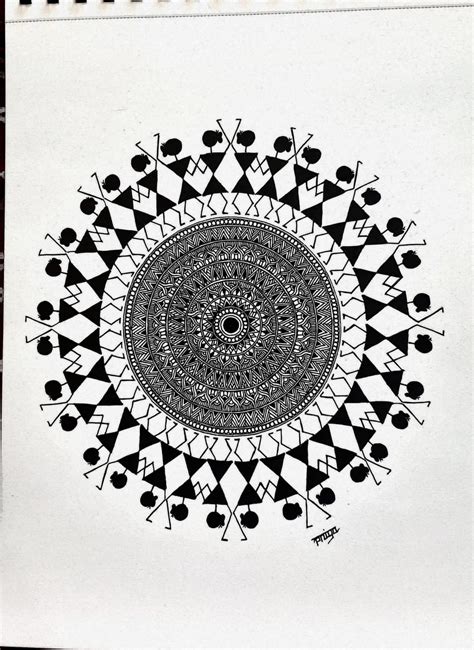 WARLI MANDALA 4 MANDALA ART 27 5x21cms A4 Paper International