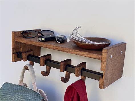 Hallway Entryway Shelf With Hooks Metal Wall Mount Coat Etsy