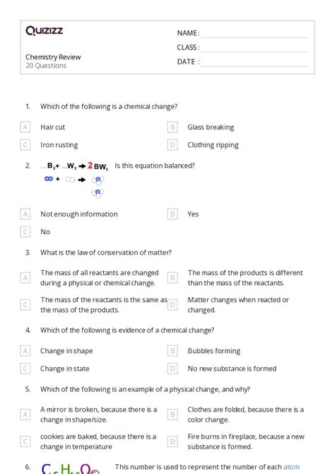 50 Chemistry Worksheets For 7th Grade On Quizizz Free Printable