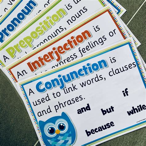 Owl Parts Of Speech Posters Primary Classroom Resources