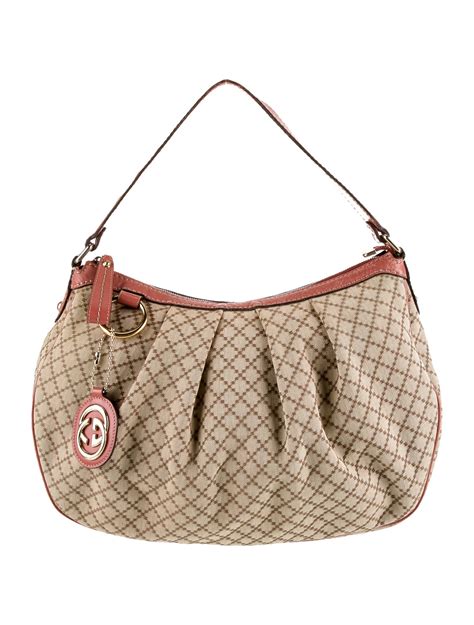 Gucci Diamante Canvas Medium Sukey Hobo Neutrals Hobos Handbags