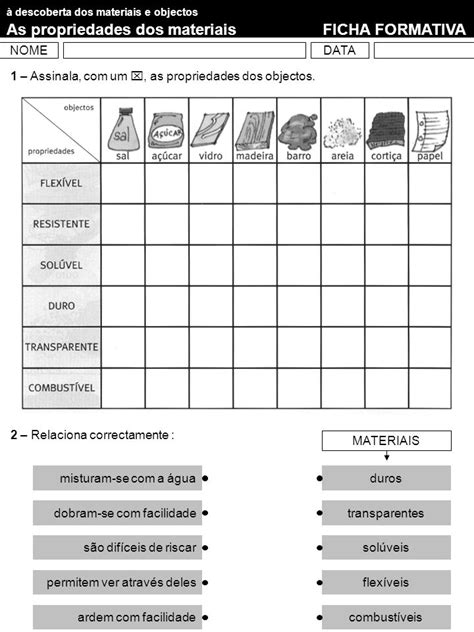 As Propriedades Dos Materiais FICHA FORMATIVA Ppt Carregar