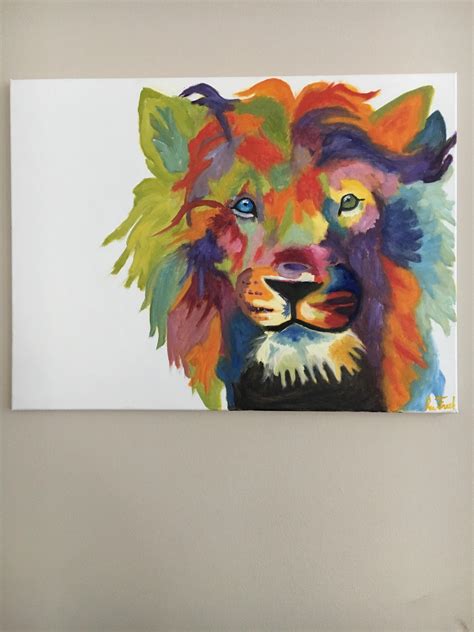 Colorful Lion - oil on canvas 16x24 : r/painting