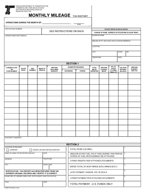 Oregon Monthly Mileage Tax Report Complete With Ease Airslate Signnow