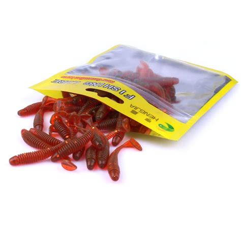 Cheap 50pcsbag T Tail Silicone Soft Bait Fishing Artificial Worms Soft