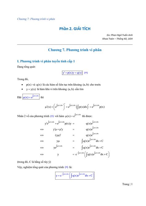 SOLUTION Ch Ng 7 Ph Ng Tr Nh Vi Ph N Studypool