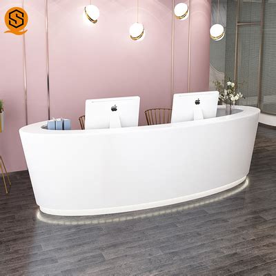 Oval Curve Semicircle Modern Hotel Reception Counter Solid Surface