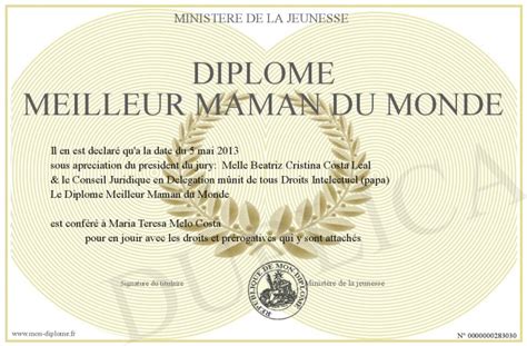 Diplome Meilleur Maman Du Monde