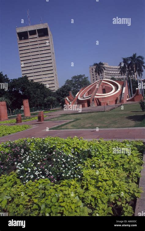 Old New Jantar Mantar With Ndmc Building In Background Delhi Stock