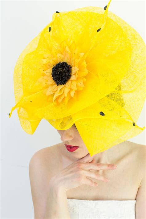 Fashion Designer Yellow Sinamay Royal Ascot Derby Fascinator Etsy In