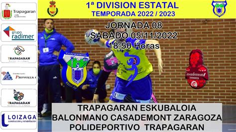 JORNADA 08 C D TRAPAGARAN Vs BALONMANO CASADEMONT ZARAGOZA YouTube