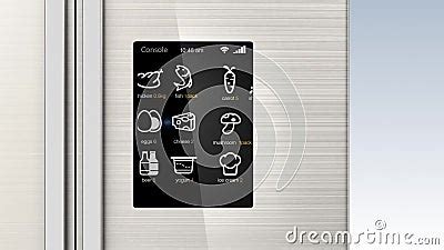 Smart Refrigerator with LCD Touch Screen. Stock Video - Video of handle ...