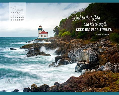 August 2013 - Psalm 105:4 NIV Desktop Calendar- Free August Wallpaper