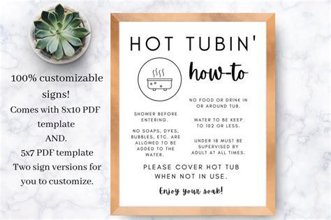 Hot Tub Sign Hot Tub Rules Sign Editable Sign Property Management Airbnb Printable Airbnb Host