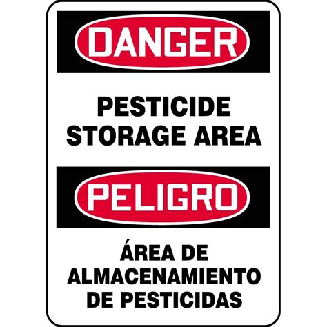 Bilingual Danger Pesticide Storage Area Sign 10 W X 14 H Gempler S