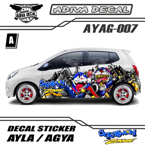 Decal Sticker Ayla Agya Motif Doraemon Keren Stiker Ayla Agya