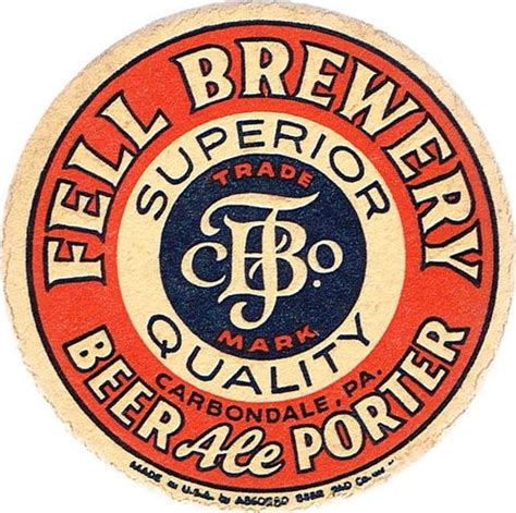 1933 Fell Extra Beeraleporter 4¼ Inch Coaster Pa Fell 1 Carbondale