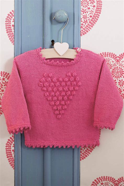 Girls Bobble Heart Jumper Knitting Pattern | The Knitting Network