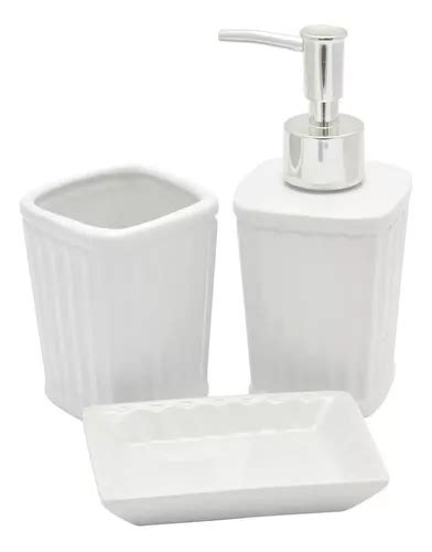 Kit Banheiro Lavabo Branco Dispenser 3 Peças 4487 Preto MercadoLivre