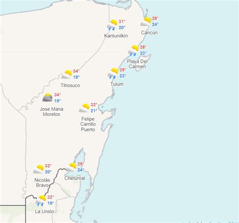 Clima Para Hoy En Canc N Y Quintana Roo Cielo Nublado Y Ambiente Caluroso