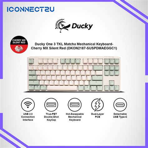 Ducky One 3 Tkl Matcha Mechanical Keyboard Cherry Mx Silent Red